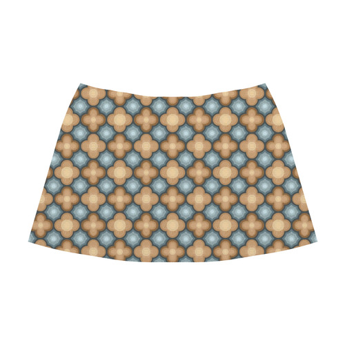 Brown and Blue Pattern Mnemosyne Women's Crepe Skirt (Model D16)