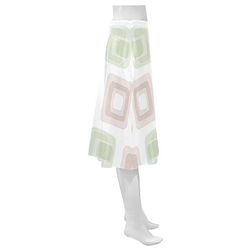 Green and Pink pastel squares, back to 70's Mnemosyne Women's Crepe Skirt (Model D16)