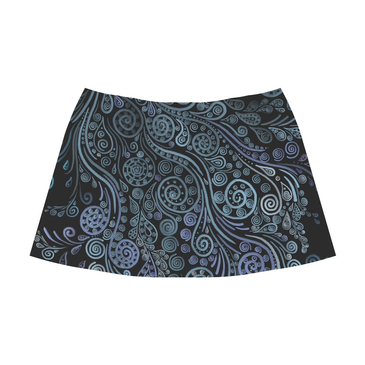 3D psychedelic ornaments, blue Mnemosyne Women's Crepe Skirt (Model D16)