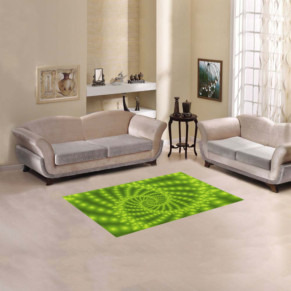 Glossy Lime Green Beaded Spiral Fractal Area Rug 2'7"x 1'8‘’