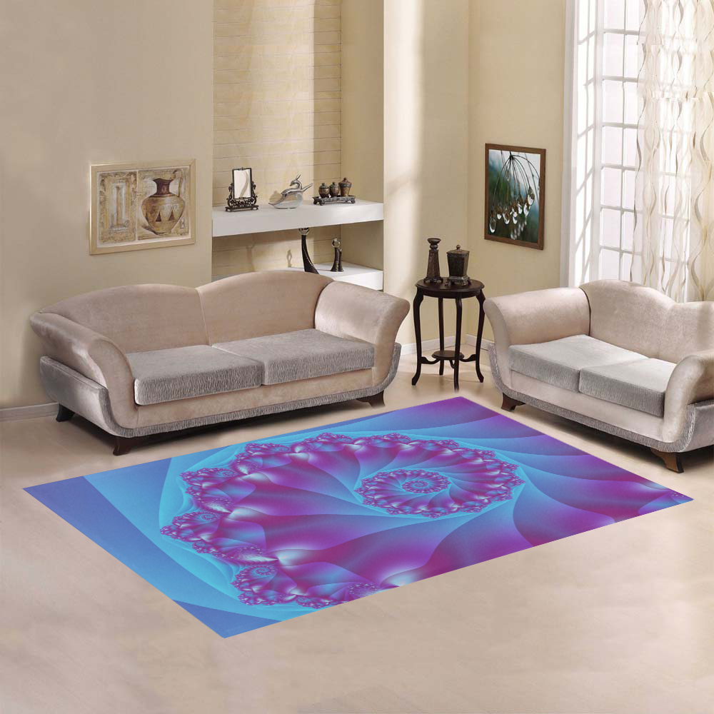 Blue & Purple Spiral Fractal Area Rug7'x5'