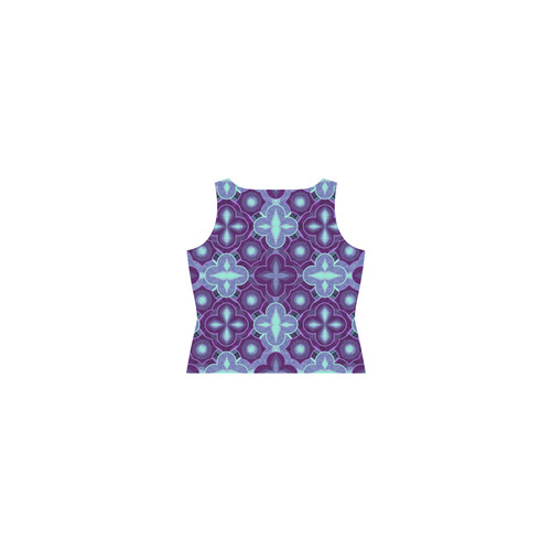 Purple blue pattern Sleeveless Splicing Shift Dress(Model D17)