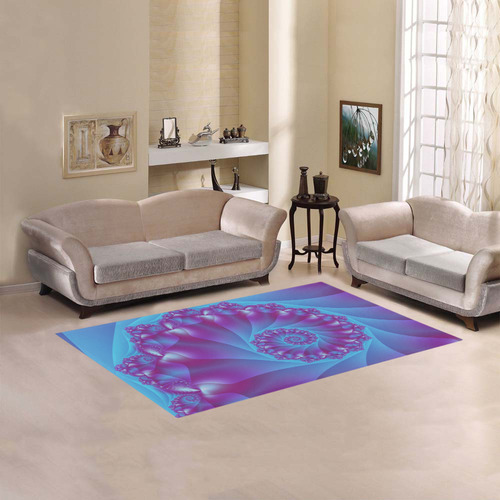 Blue & Purple Spiral Fractal Area Rug 5'x3'3''