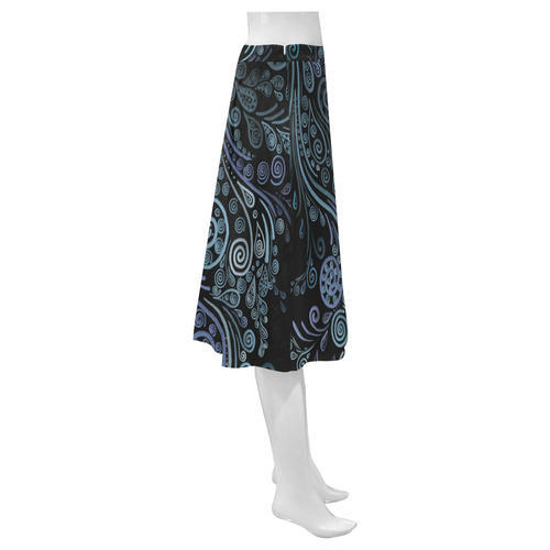 3D psychedelic ornaments, blue Mnemosyne Women's Crepe Skirt (Model D16)