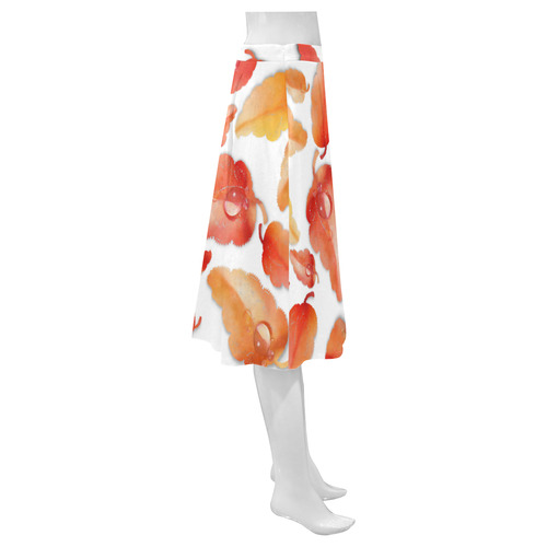 Red- orange leaves Mnemosyne Women's Crepe Skirt (Model D16)