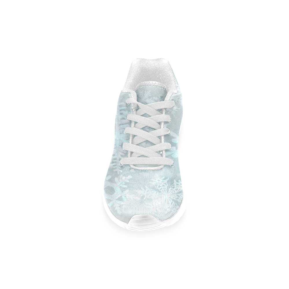Snowflakes White and blue Women’s Running Shoes (Model 020)