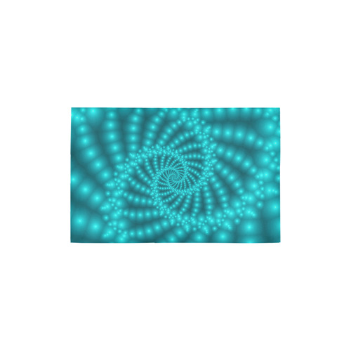 Glossy Turquoise Beaded Spiral Fractal Area Rug 2'7"x 1'8‘’