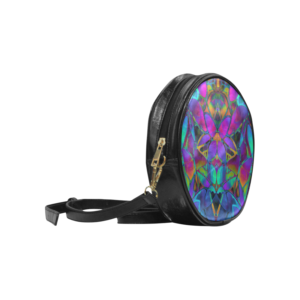 Floral Fractal Art G308 Round Sling Bag (Model 1647)