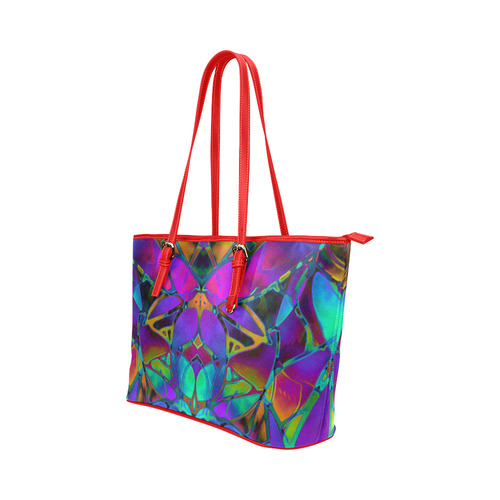 Floral Fractal Art G308 Leather Tote Bag/Large (Model 1651)