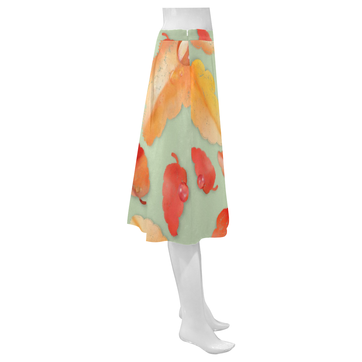 Leaves Mnemosyne Women's Crepe Skirt (Model D16)
