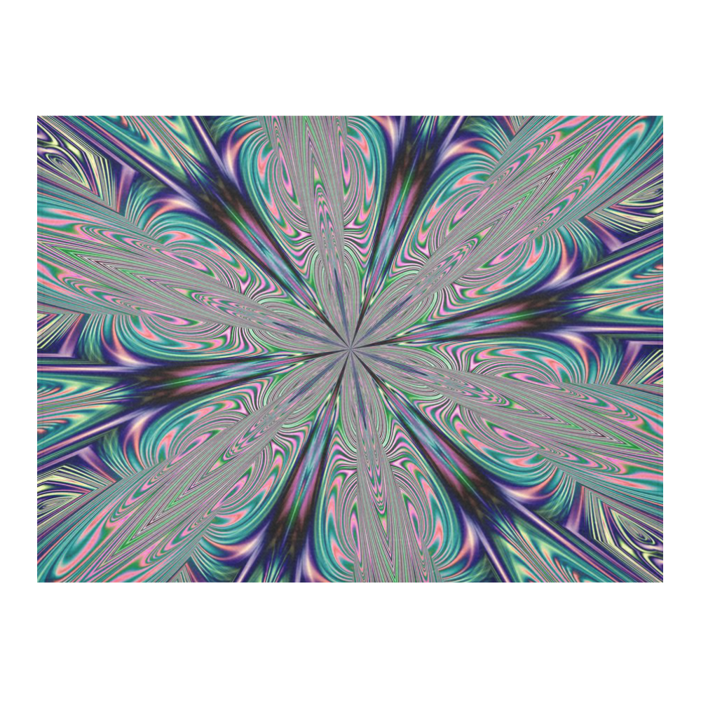 Fractal Kaleidoscope Mandala Flower Abstract 33 Cotton Linen Tablecloth 52"x 70"