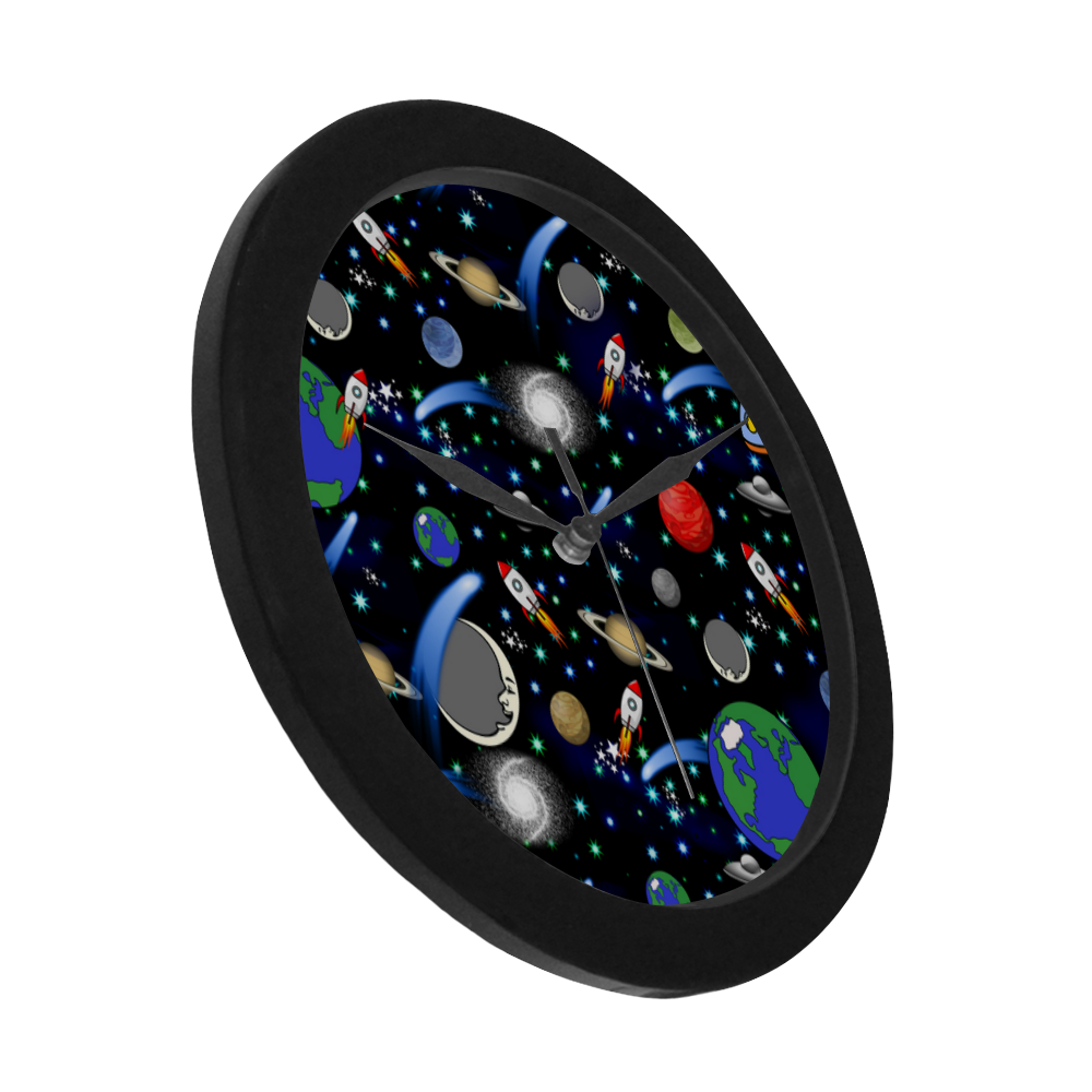 Galaxy Universe - Planets, Stars, Comets, Rockets Circular Plastic Wall clock