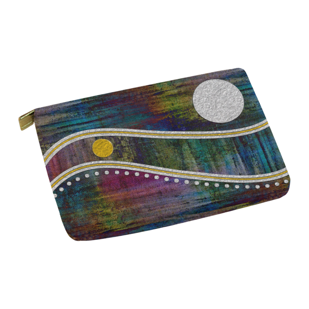 Landscape Waves Dots Grunge Gold Silver Carry-All Pouch 12.5''x8.5''