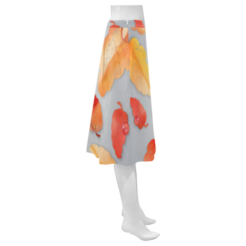 Leaves on gray Mnemosyne Women's Crepe Skirt (Model D16)