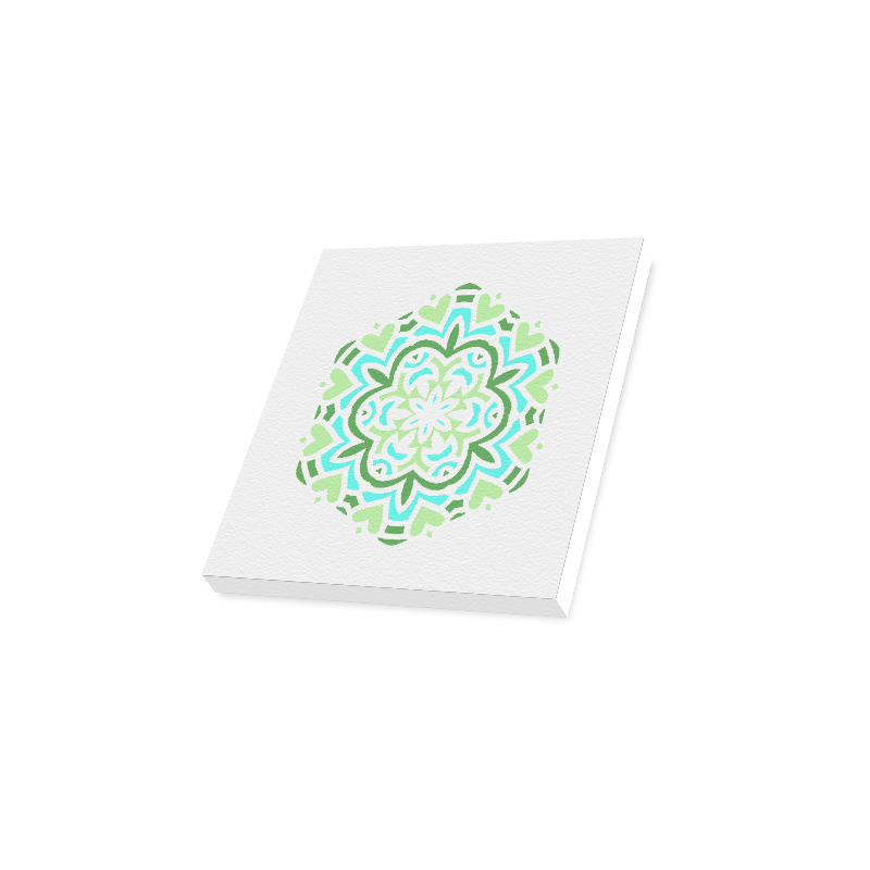New canvas on wall : Luxury designers Mandala Art on wall. Green, blue and white edition 2016 Canvas Print 12"x12"