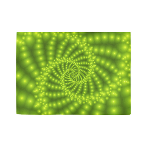 Glossy Lime Green Beaded Spiral Fractal Area Rug7'x5'