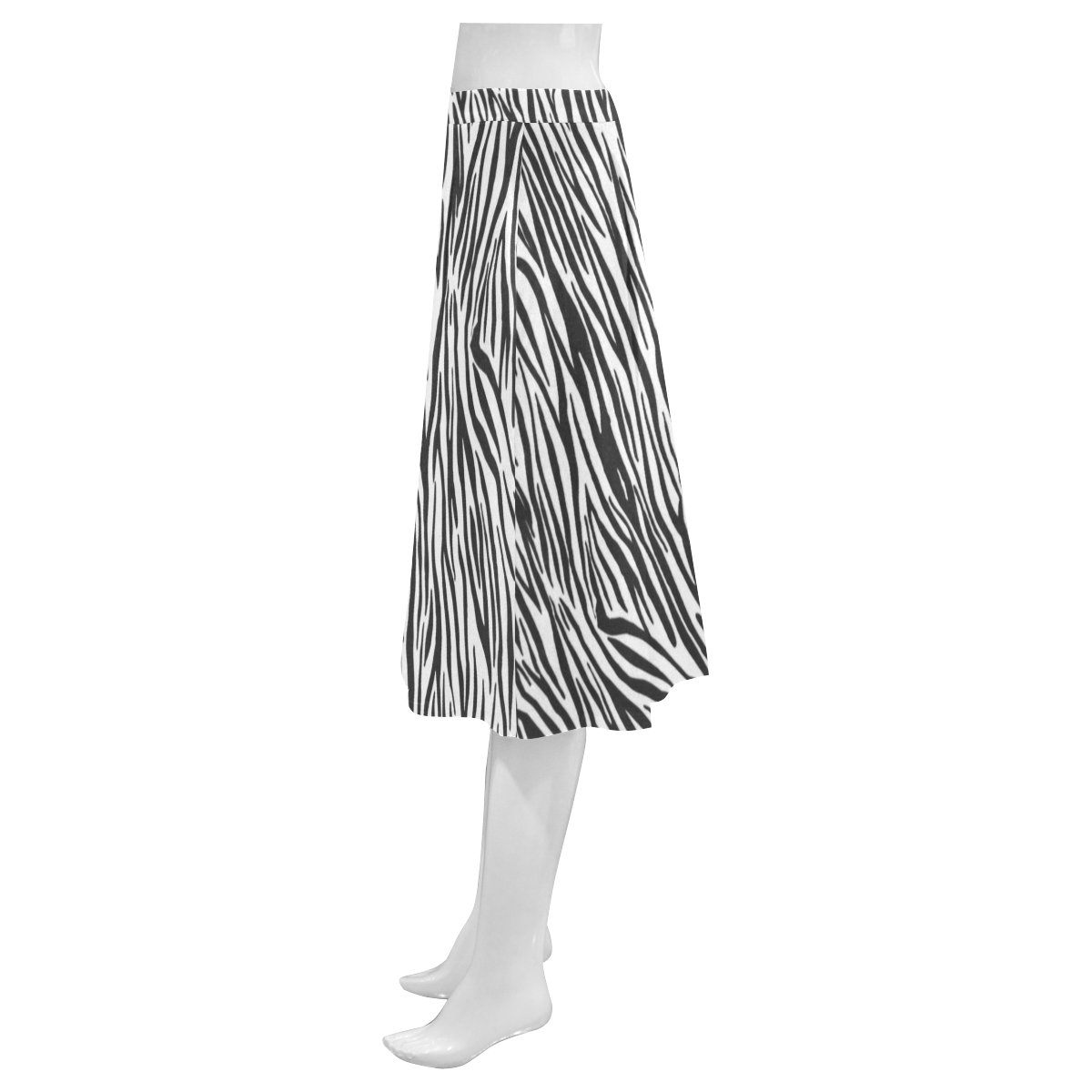 Zebra Stripes Fur Pattern Mnemosyne Women's Crepe Skirt (Model D16)