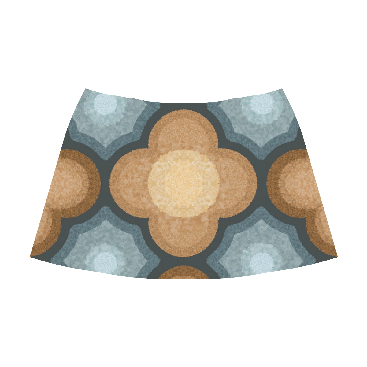 Brown and Blue Floral Pattern Mnemosyne Women's Crepe Skirt (Model D16)
