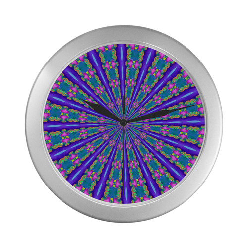 Fractal Kaleidoscope Mandala Flower Abstract 28 Silver Color Wall Clock