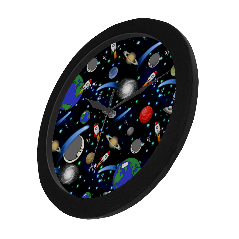 Galaxy Universe - Planets, Stars, Comets, Rockets Circular Plastic Wall clock