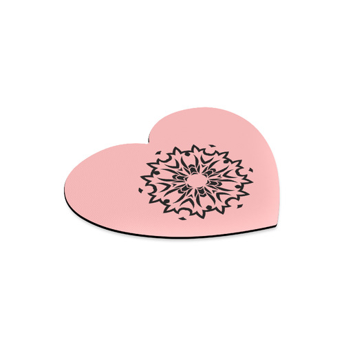 New mouse pads edition : Pink heart with hand-drawn flower. Pink and black Heart-shaped Mousepad