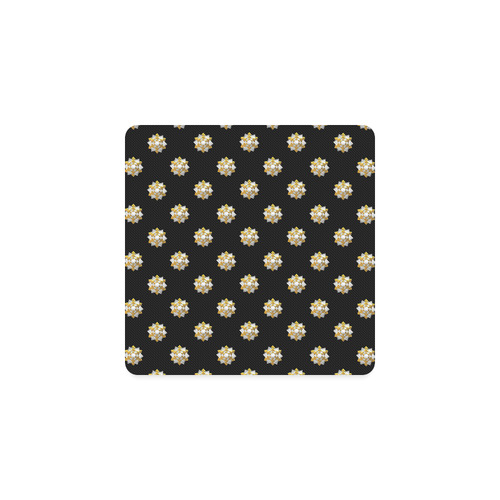 Metallic Silver And Gold Bows on Black Square Coaster