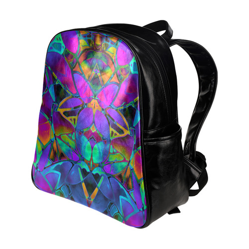 Floral Fractal Art G308 Multi-Pockets Backpack (Model 1636)