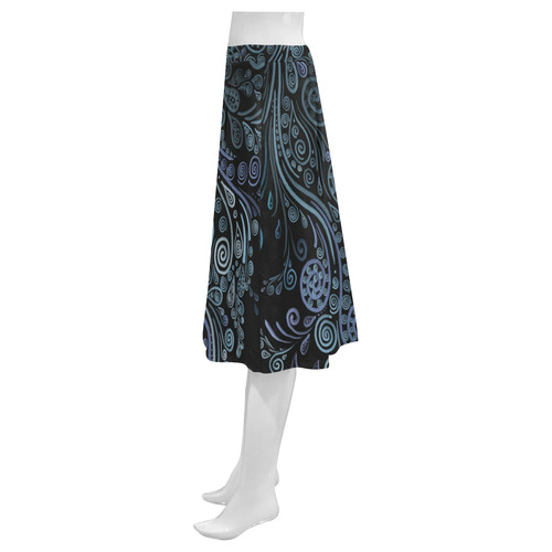 3D psychedelic ornaments, blue Mnemosyne Women's Crepe Skirt (Model D16)