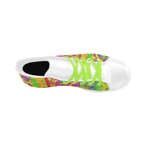 Pink Yellow Green Colorful Abstract Aquila High Top Microfiber Leather Women's Shoes (Model 032)
