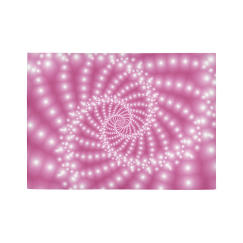 Glossy Pastel Pink Beaded Spiral Fractal Area Rug7'x5'