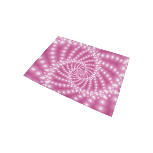 Glossy Pastel Pink Beaded Spiral Fractal Area Rug 5'3''x4'