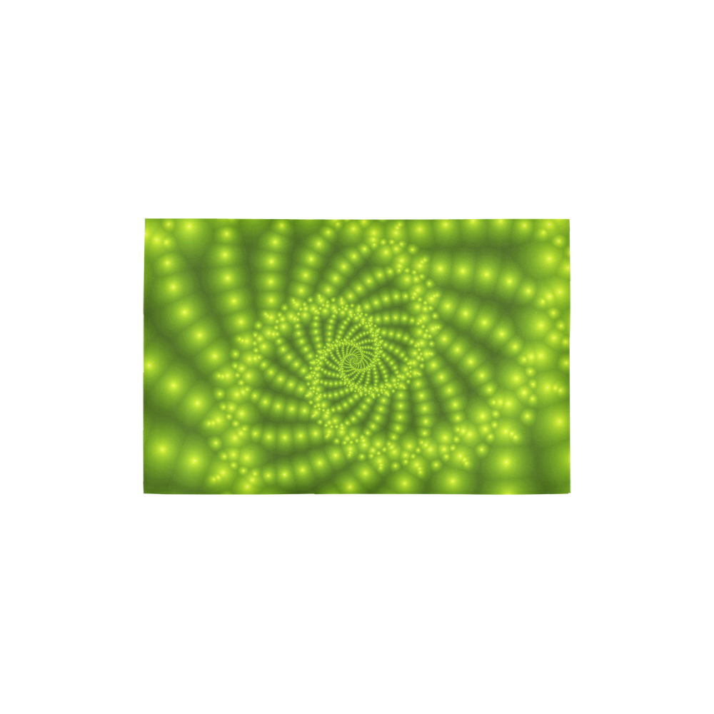 Glossy Lime Green Beaded Spiral Fractal Area Rug 2'7"x 1'8‘’