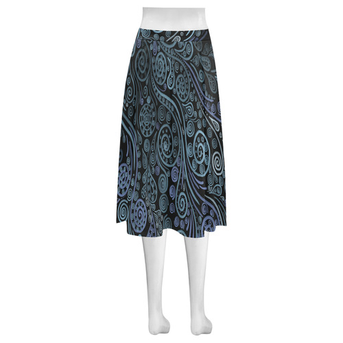 3D psychedelic ornaments, blue Mnemosyne Women's Crepe Skirt (Model D16)