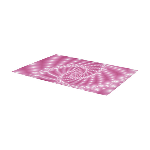 Glossy Pastel Pink Beaded Spiral Fractal Area Rug 7'x3'3''