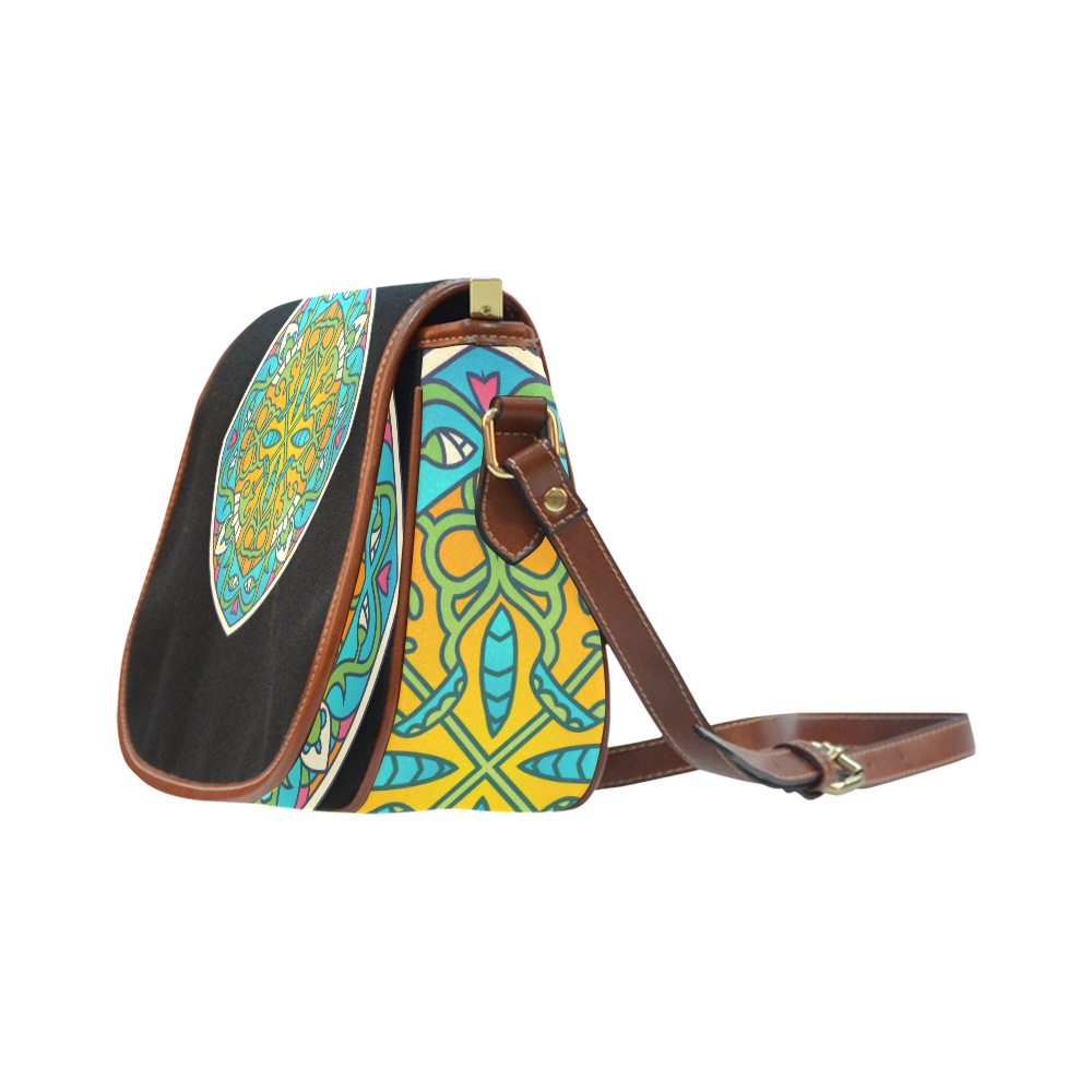 New in shop! Designers authentic luxury bags edition with Mandala arts / black and deep blue Saddle Bag/Small (Model 1649) Full Customization