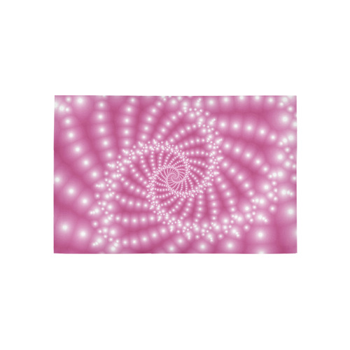 Glossy Pastel Pink Beaded Spiral Fractal Area Rug 5'x3'3''