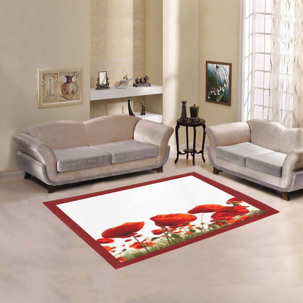 Red Poppies Area Rug 5'3''x4'