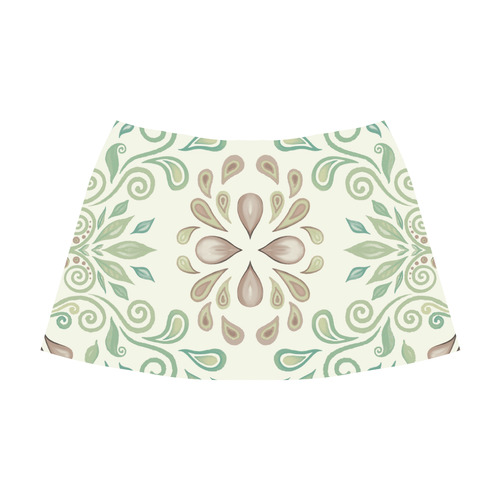 Green watercolor ornaments Mnemosyne Women's Crepe Skirt (Model D16)