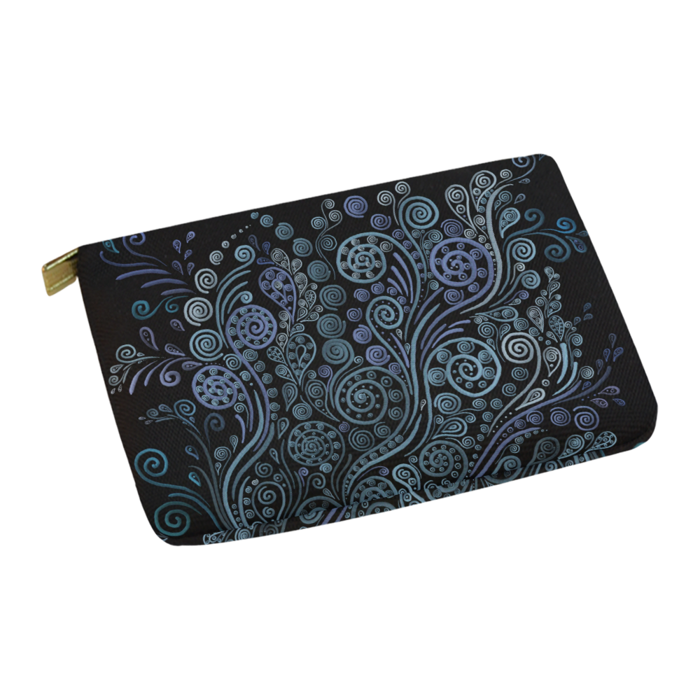 3D psychedelic ornaments, blue Carry-All Pouch 12.5''x8.5''