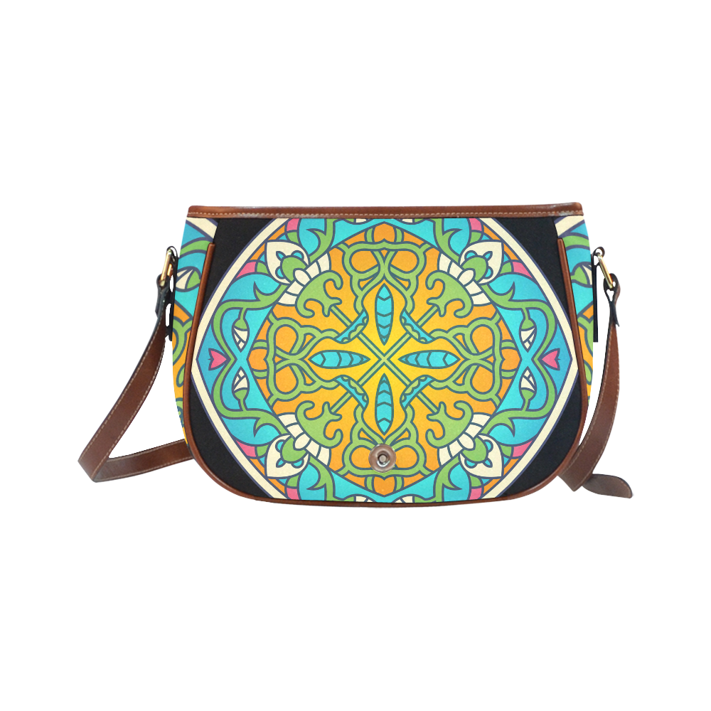 New in shop! Designers authentic luxury bags edition with Mandala arts / black and deep blue Saddle Bag/Small (Model 1649) Full Customization