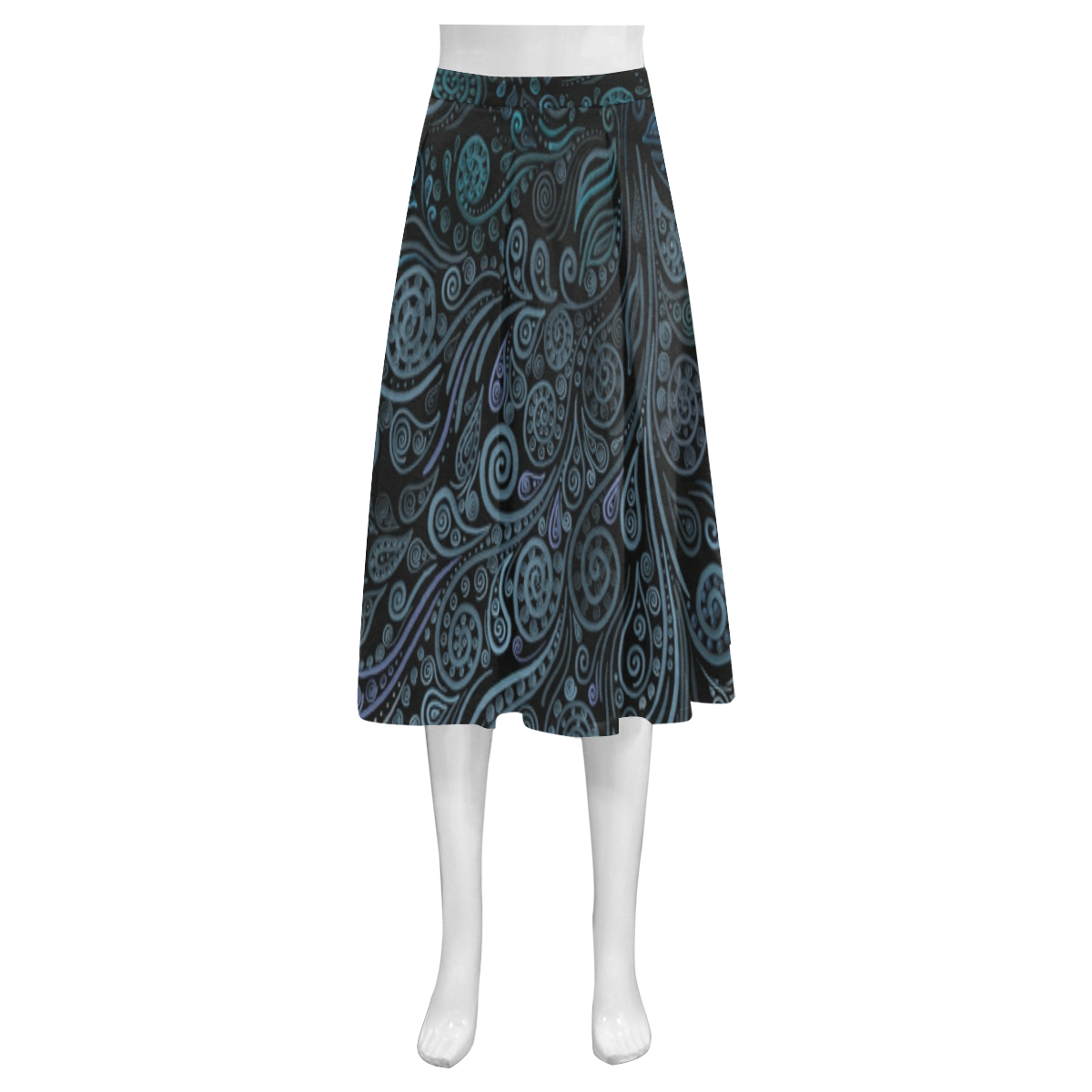 3D ornaments, psychedelic blue Mnemosyne Women's Crepe Skirt (Model D16)