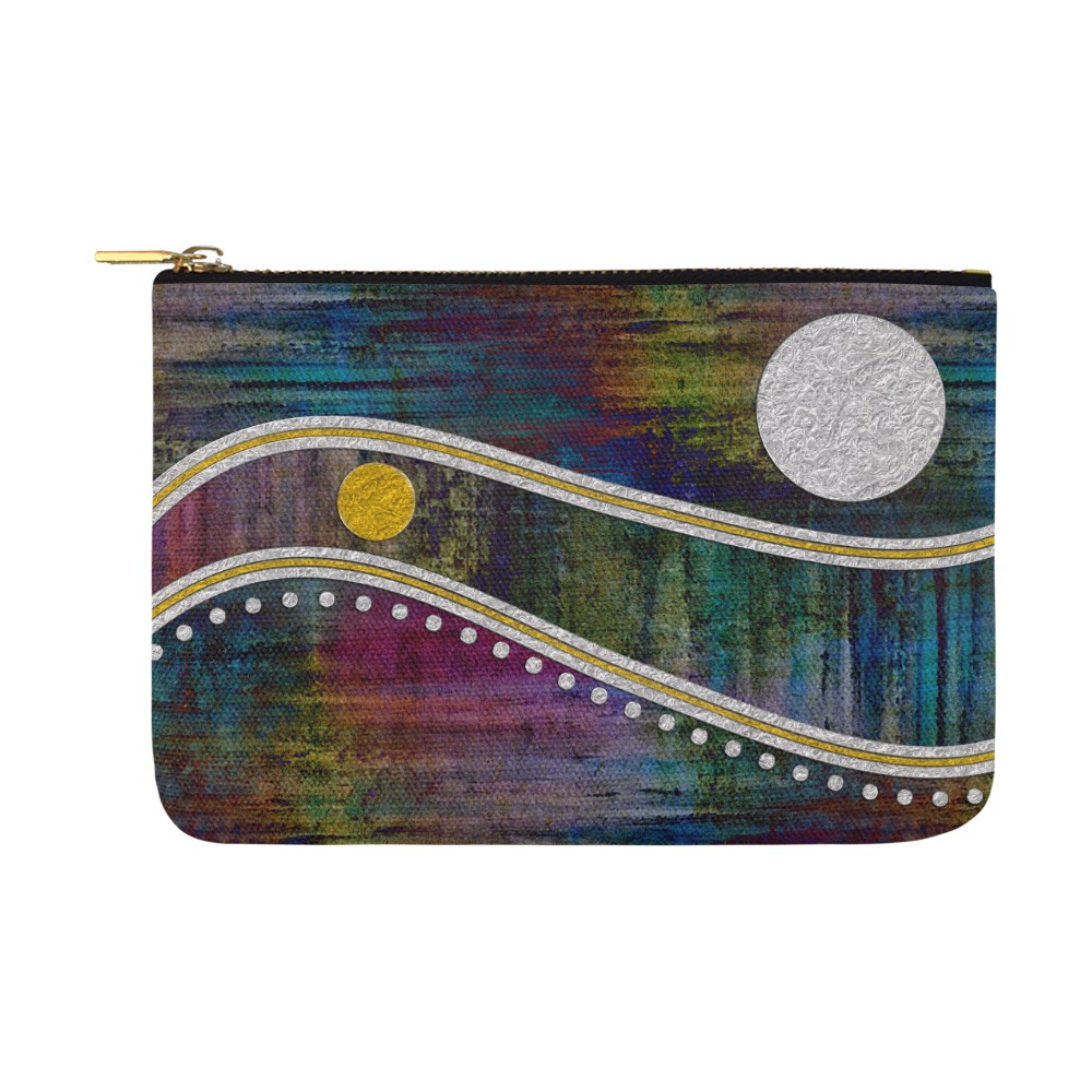 Landscape Waves Dots Grunge Gold Silver Carry-All Pouch 12.5''x8.5''