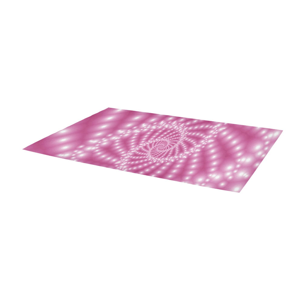 Glossy Pastel Pink Beaded Spiral Fractal Area Rug 9'6''x3'3''