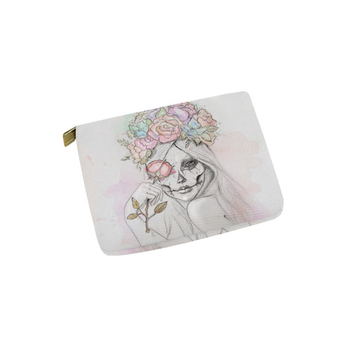 Boho Queen, skull girl, watercolor woman Carry-All Pouch 6''x5''