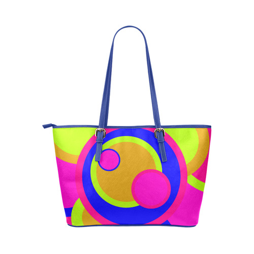 Coloured Circles Leather Tote Bag/Large (Model 1651)