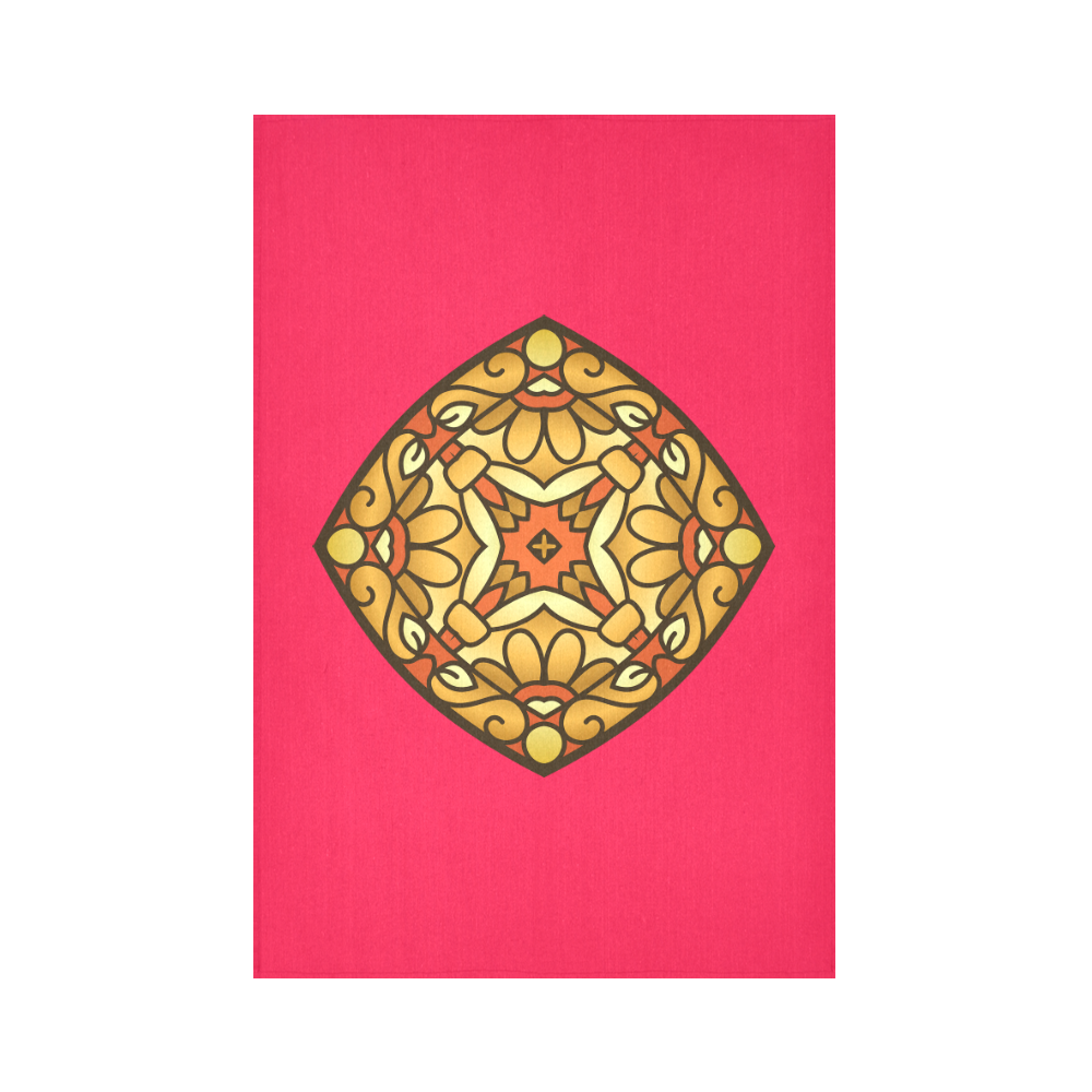 New edition with hand-drawn Mandala art and vintage red background. Designers luxury collection 2016 Cotton Linen Wall Tapestry 60"x 90"