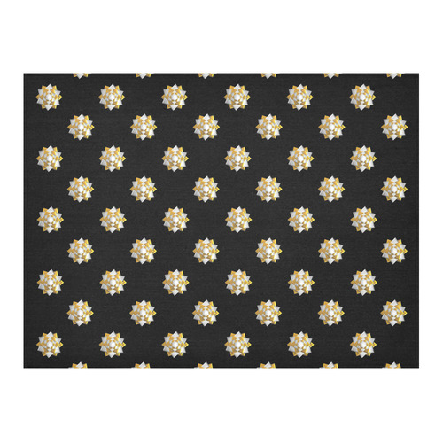 Metallic Silver And Gold Bows on Black Cotton Linen Tablecloth 52"x 70"