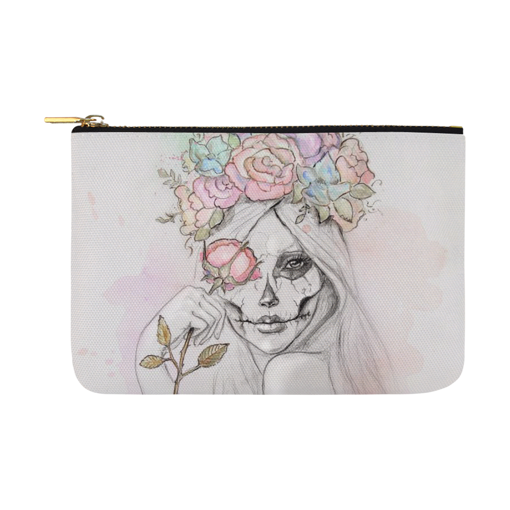 Boho Queen, skull girl, watercolor woman Carry-All Pouch 12.5''x8.5''