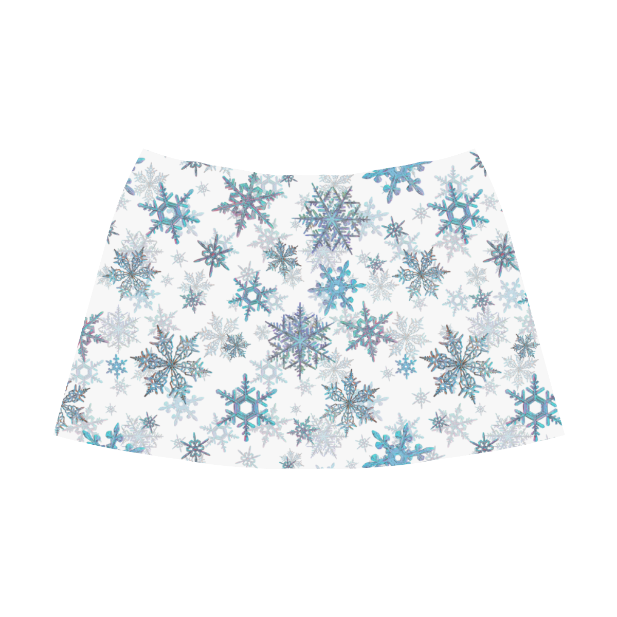 Snowflakes, Blue snow, stitched Mnemosyne Women's Crepe Skirt (Model D16)