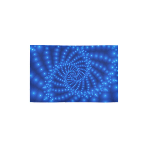 Glossy Royal Blue Beaded Spiral Fractal Area Rug 2'7"x 1'8‘’